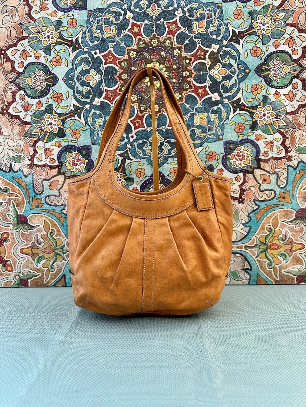 Coach Pleated Ergo Tote- Camel